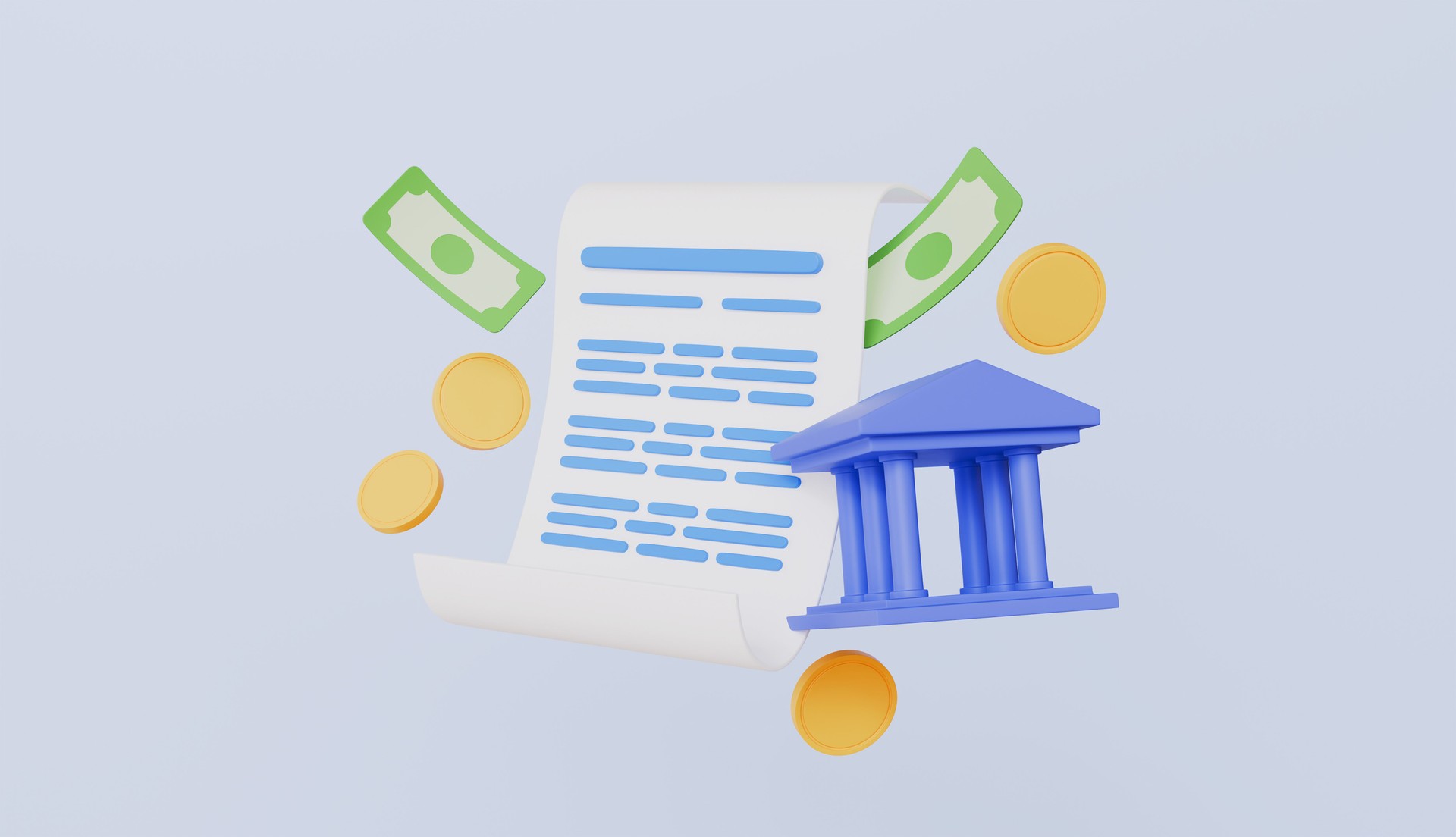 Bill invoice pay money of banking online payments, statement, interest, loan, transaction deposit concept 3d illustration